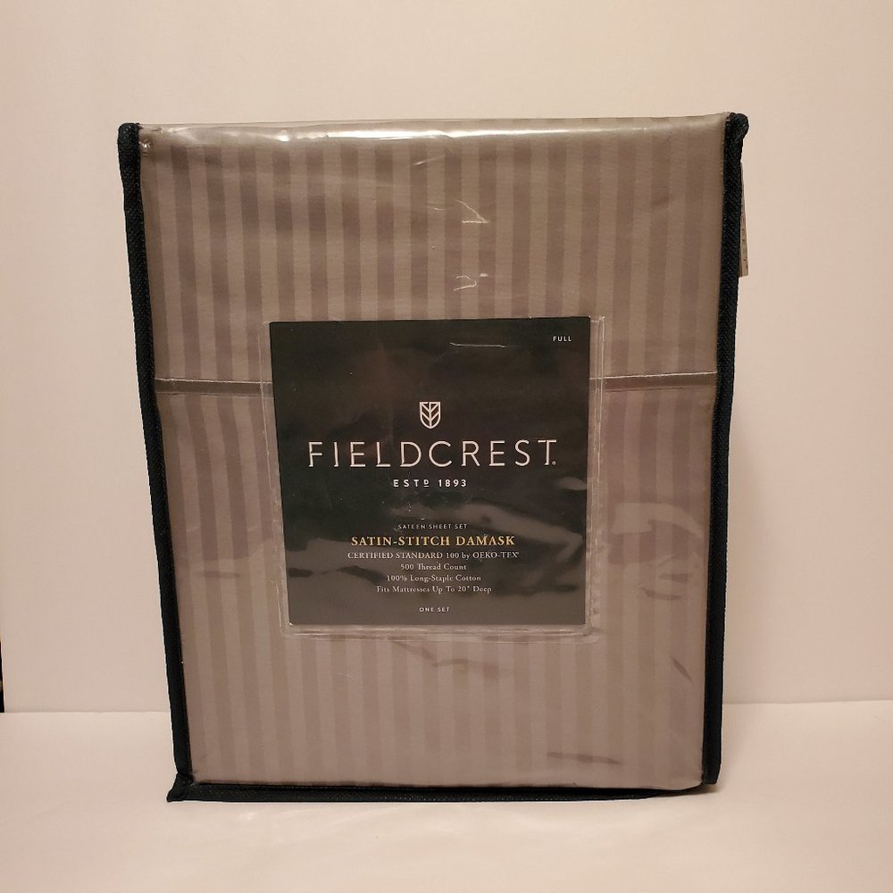 New Full Damask Skyline Grey Striped Sheet Set